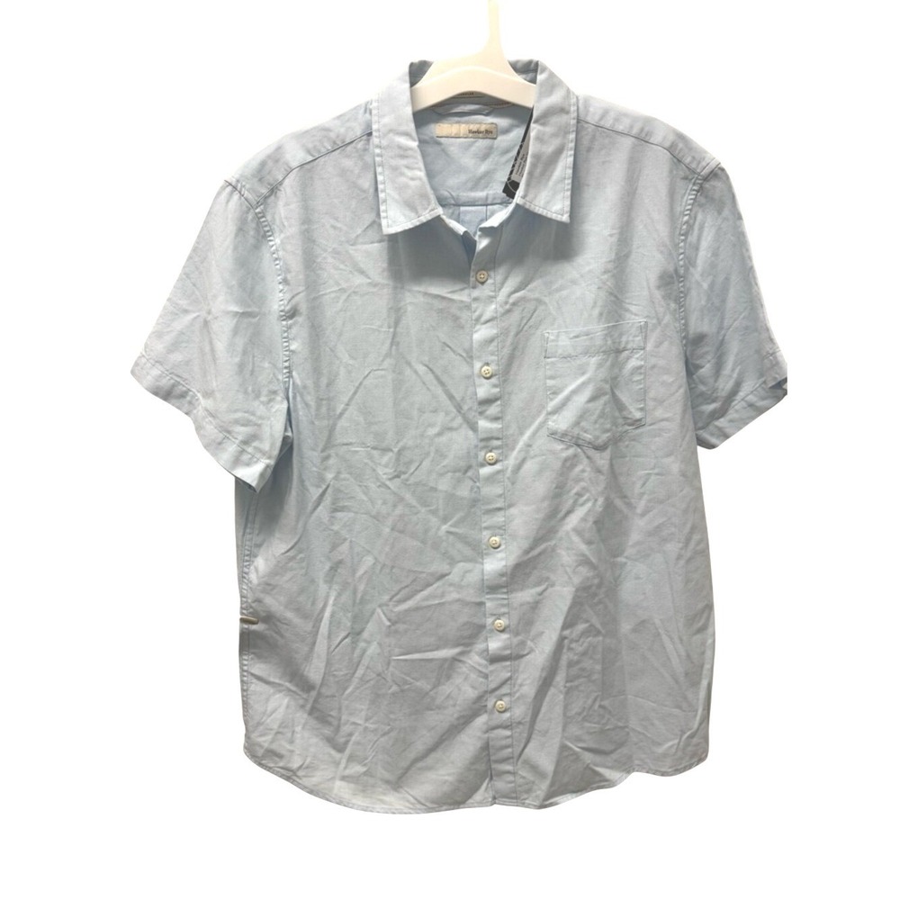 New Hawker Rye Light Blue Short-Sleeve Button-Up Shirt size Large Standard Fit